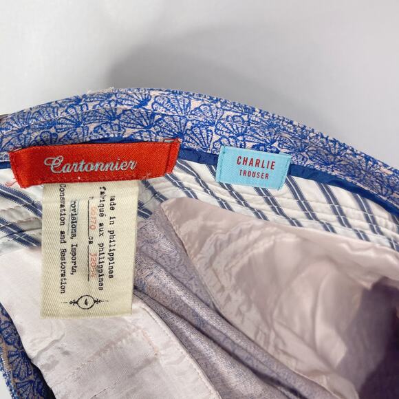 Anthropologie Cartonnier 4 Blue Charlie Trouser Ankle Pants Shell Print Jacquard - Picture 9 of 12